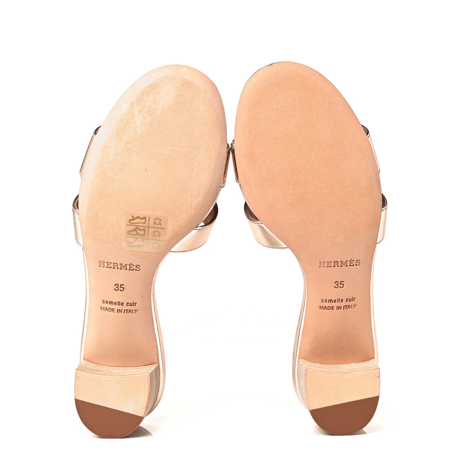 Hermes Metallic Nappa Oasis Sandals 35 Rose Dore 5 of 9