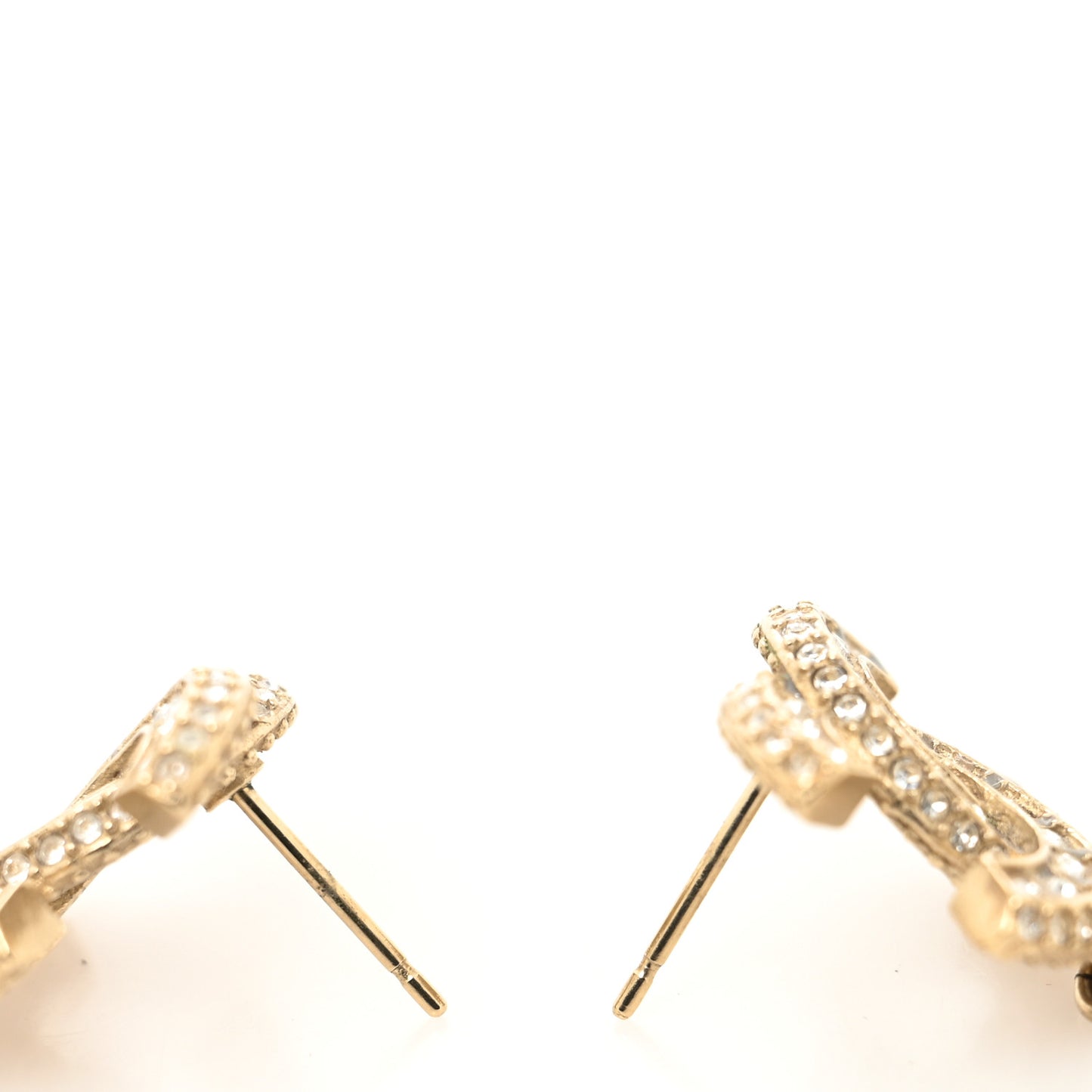 Crystal Pearl CC Drop Earrings Gold