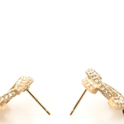 Chanel Crystal Pearl CC Drop Earrings Gold 2 of 3
