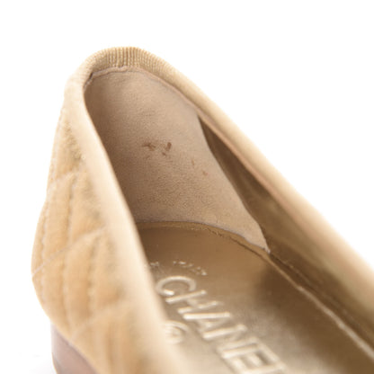 Chanel Metallic Lambskin Quilted Cap Toe Ballerina Flats 36 Gold 8 of 13