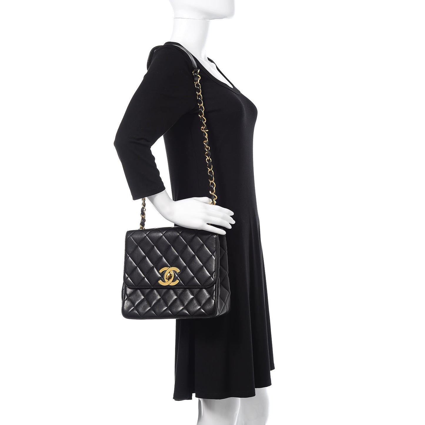 Lambskin Quilted Single Flap Black