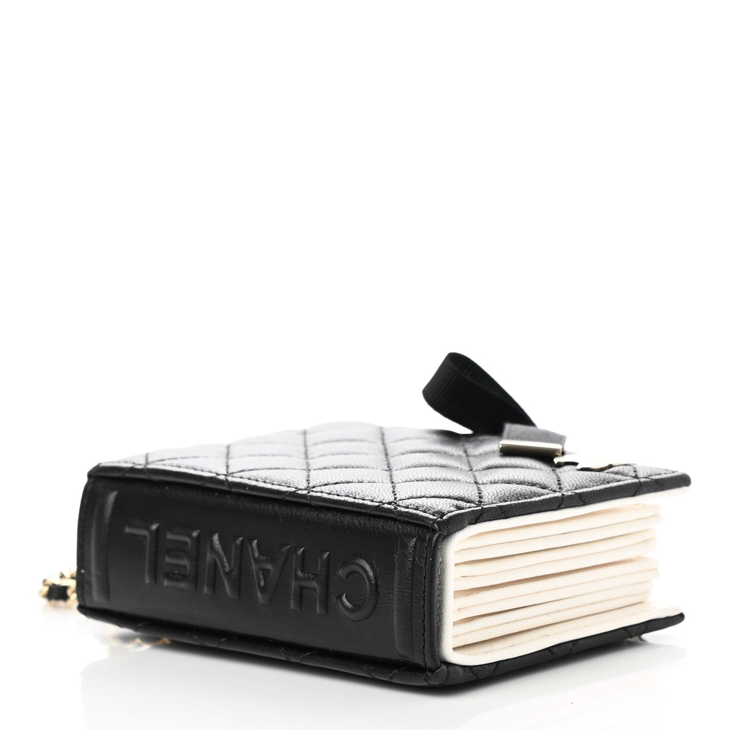 Chanel Lambskin Quilted Book Card Holder on Chain Black 4 of 9