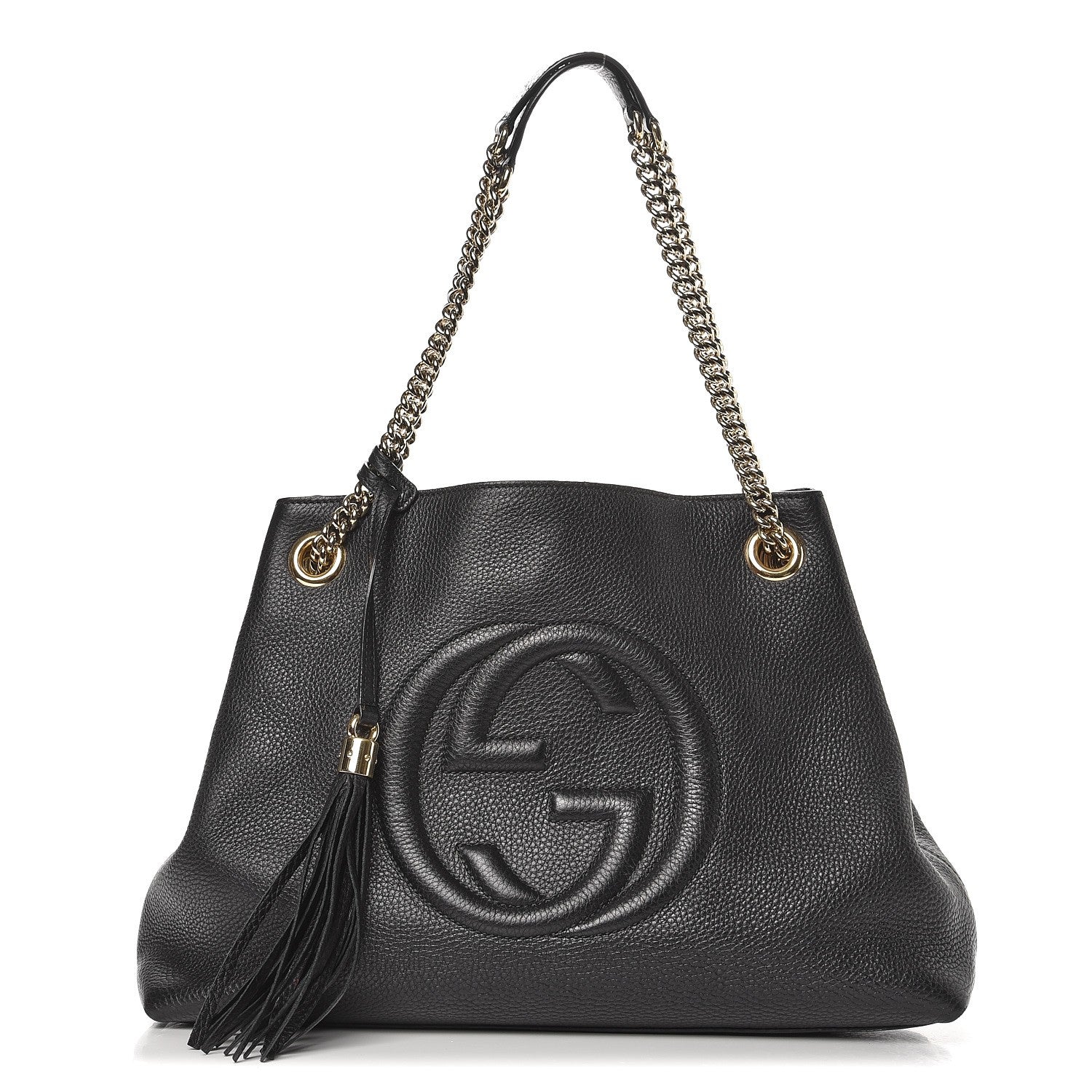 Gucci Pebbled Calfskin Medium Soho Chain Shoulder Bag Black 1 of 9