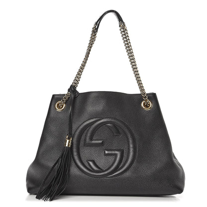 Gucci Pebbled Calfskin Medium Soho Chain Shoulder Bag Black 1 of 9