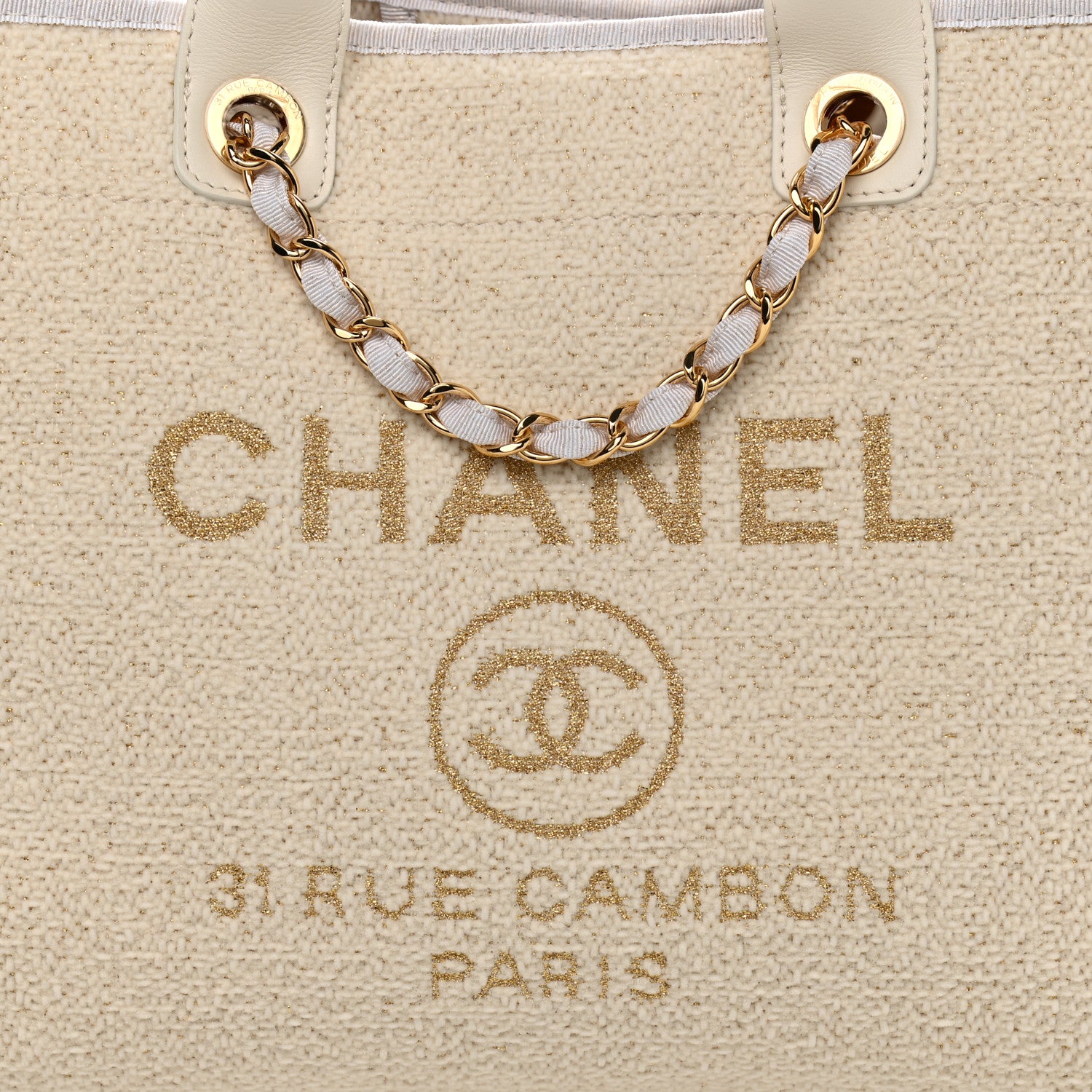Chanel Lurex Boucle Medium Deauville Tote White 8 of 10