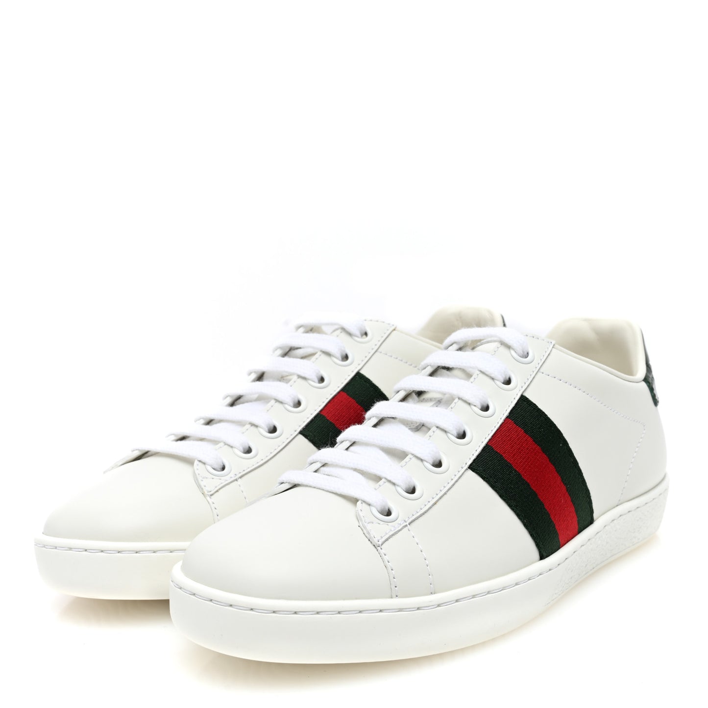 Calfskin Crocodile Web Womens Ace Sneakers 35 White Green