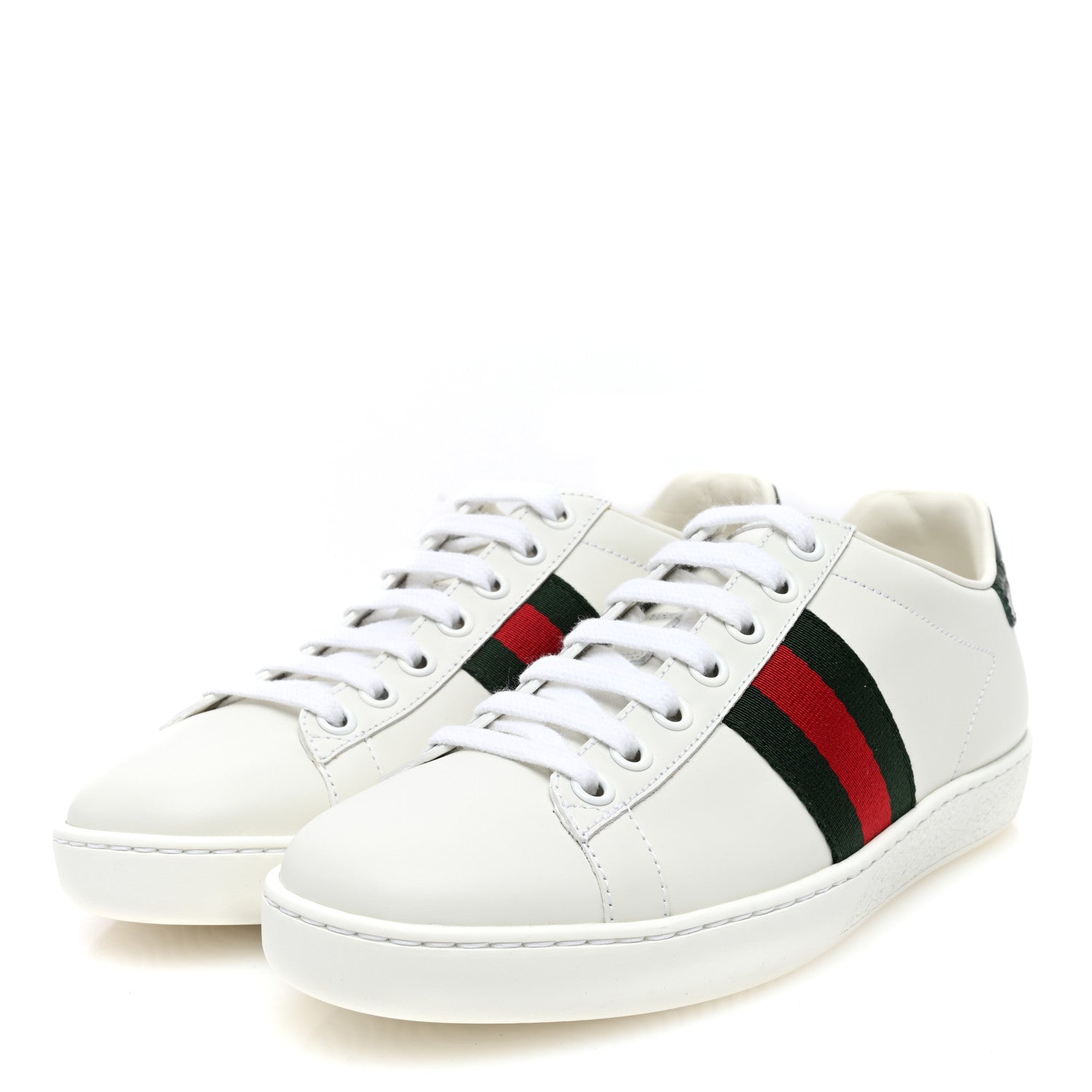 Gucci Calfskin Crocodile Web Womens Ace Sneakers 35 White Green 3 of 9