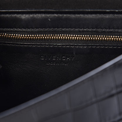 Givenchy Calfskin Crocodile Embossed Small Nobile Shoulder Bag Black 8 of 13