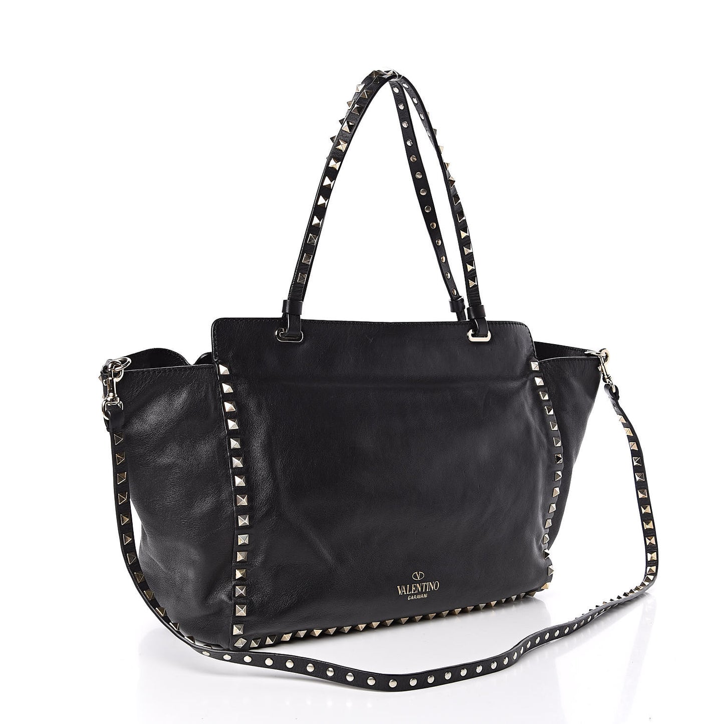 Vitello Medium Rockstud Tote Black