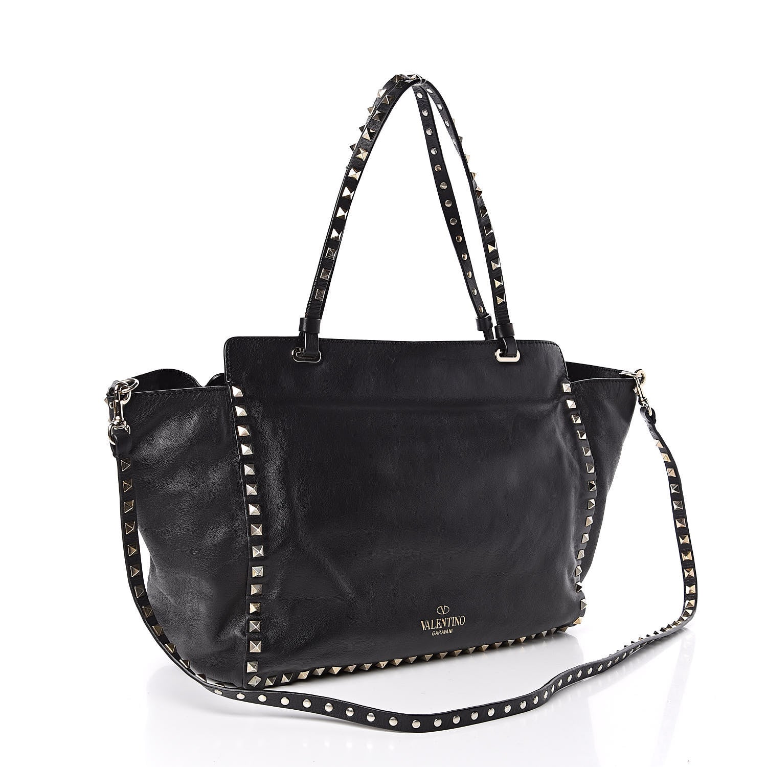 Valentino Garavani Vitello Medium Rockstud Tote Black 3 of 10