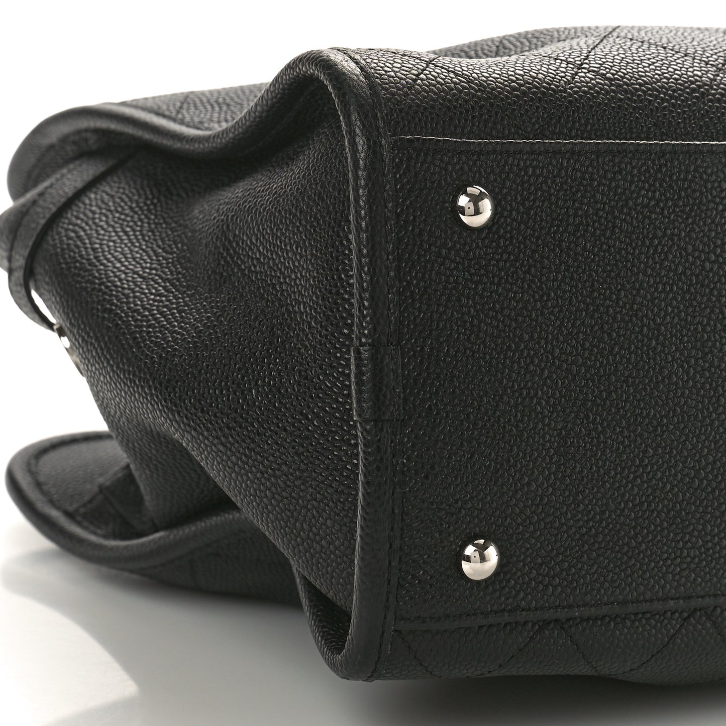 Caviar Stitched Shopping Tote Black