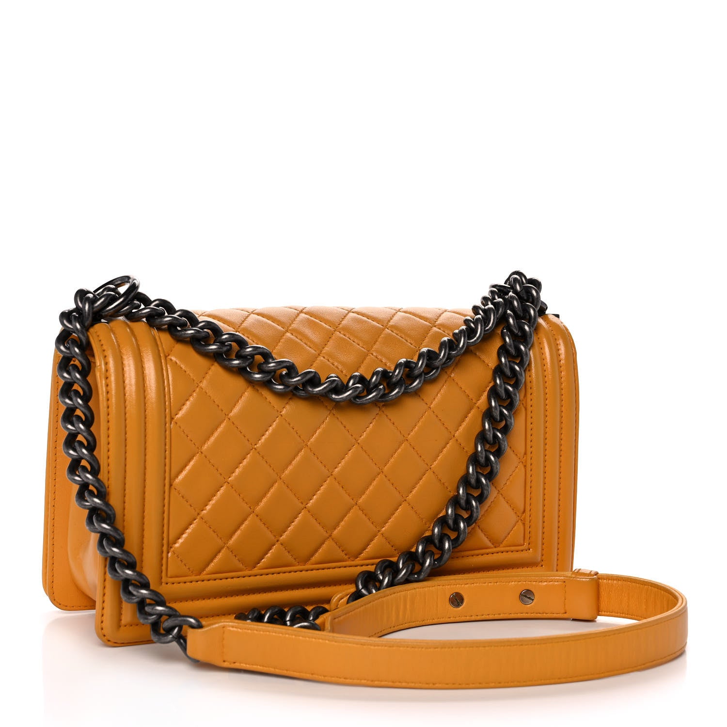 Chanel Lambskin Quilted Medium Boy Flap Yellow 3 of 10
