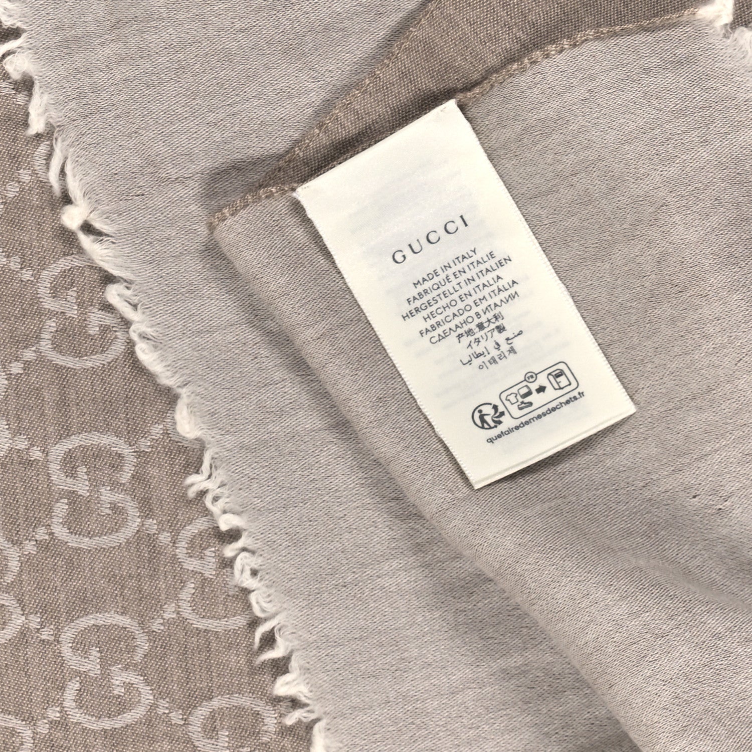 Gucci Wool Silk GG Monogram GGNat Scarf Sand 3 of 3
