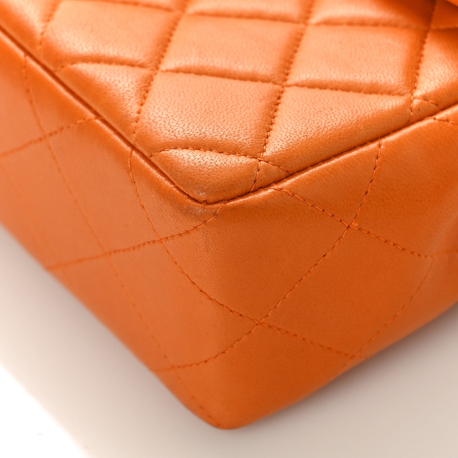 Chanel Lambskin Resin Mini Square Flap Orange 9 of 15