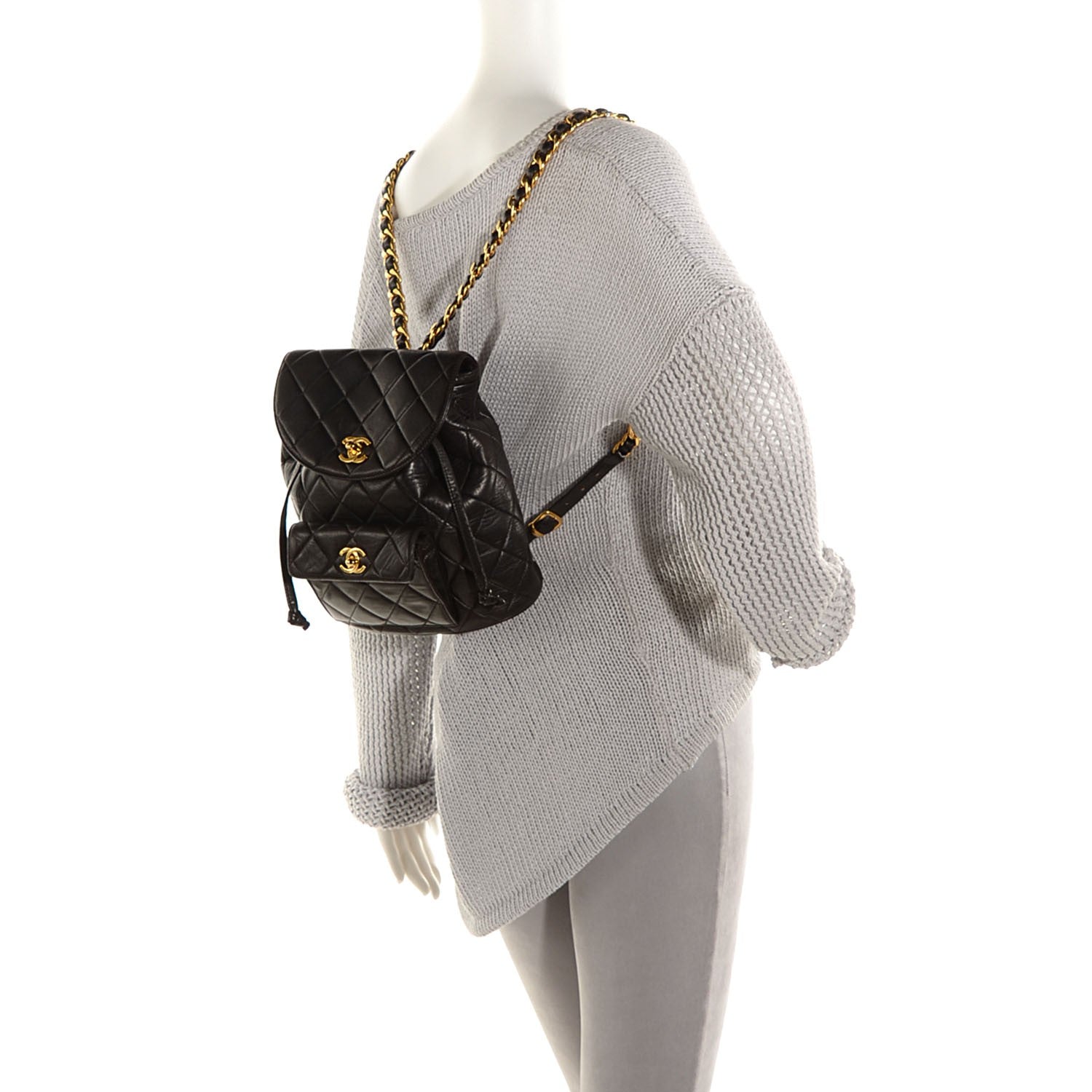 Chanel Lambskin Quilted Backpack Black 2 of 9