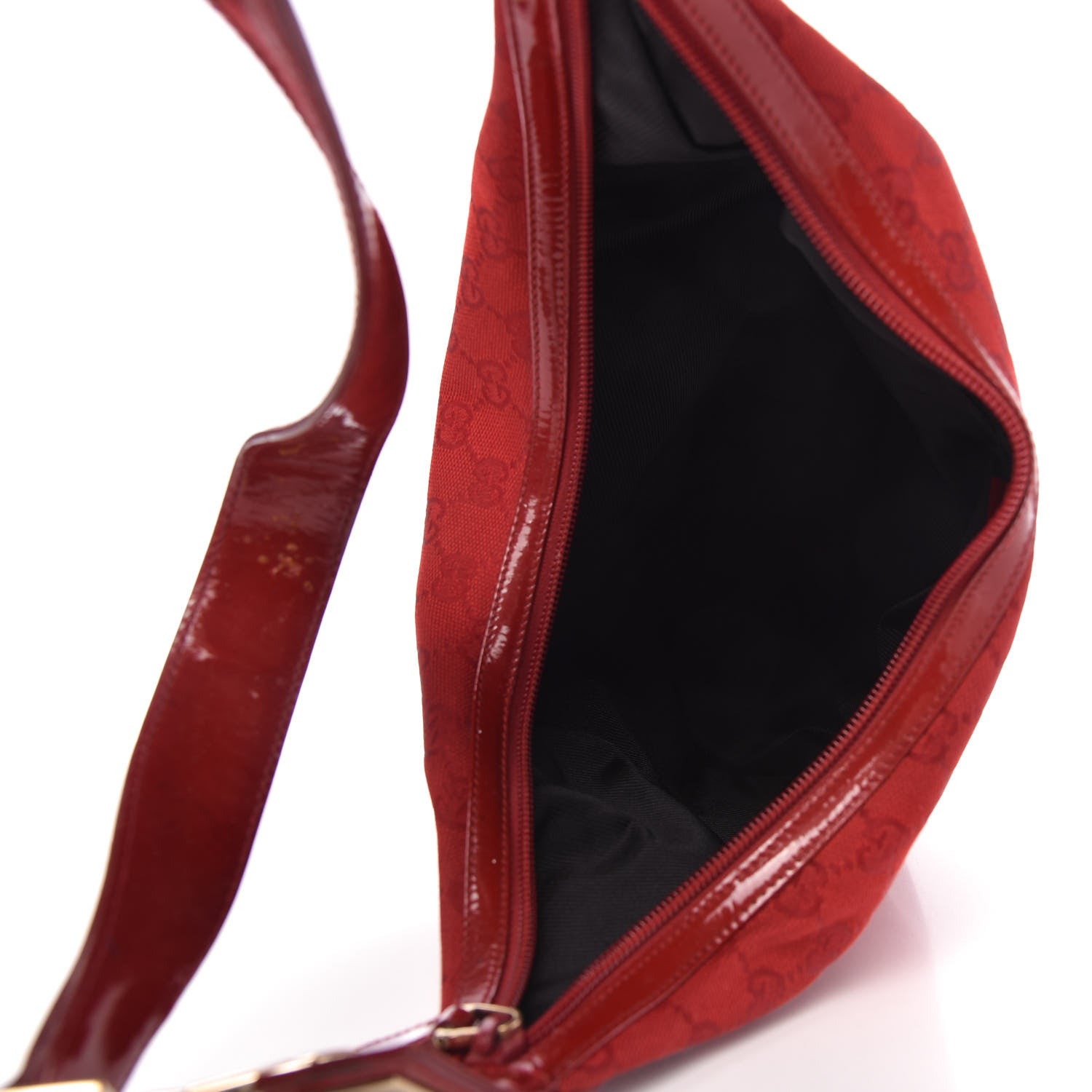 Gucci Canvas Patent Monogram Shoulder Bag Red 5 of 11