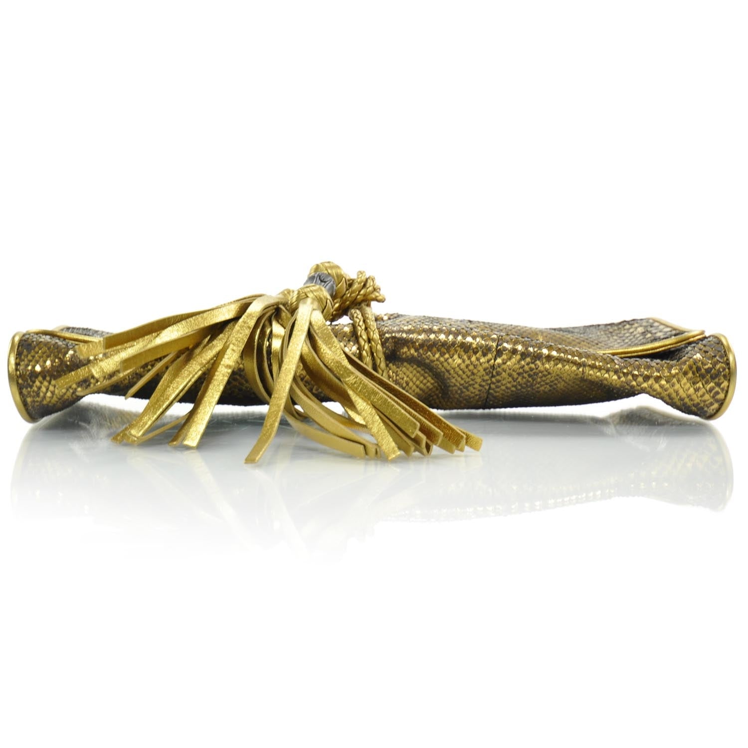 Gucci Metallic Python Malika Clutch Gold 5 of 8