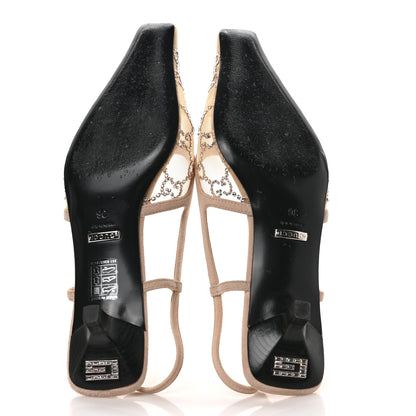 Gucci Tela Retino Kid Scamosciato Crystal GG Monogram Square G 35mm Slingback Pumps 36 Light Powder Skin Rose 5 of 7