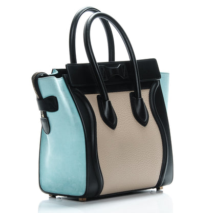 Celine Drummed Calfskin Micro Tri-Color Luggage Antarctic 3 of 7