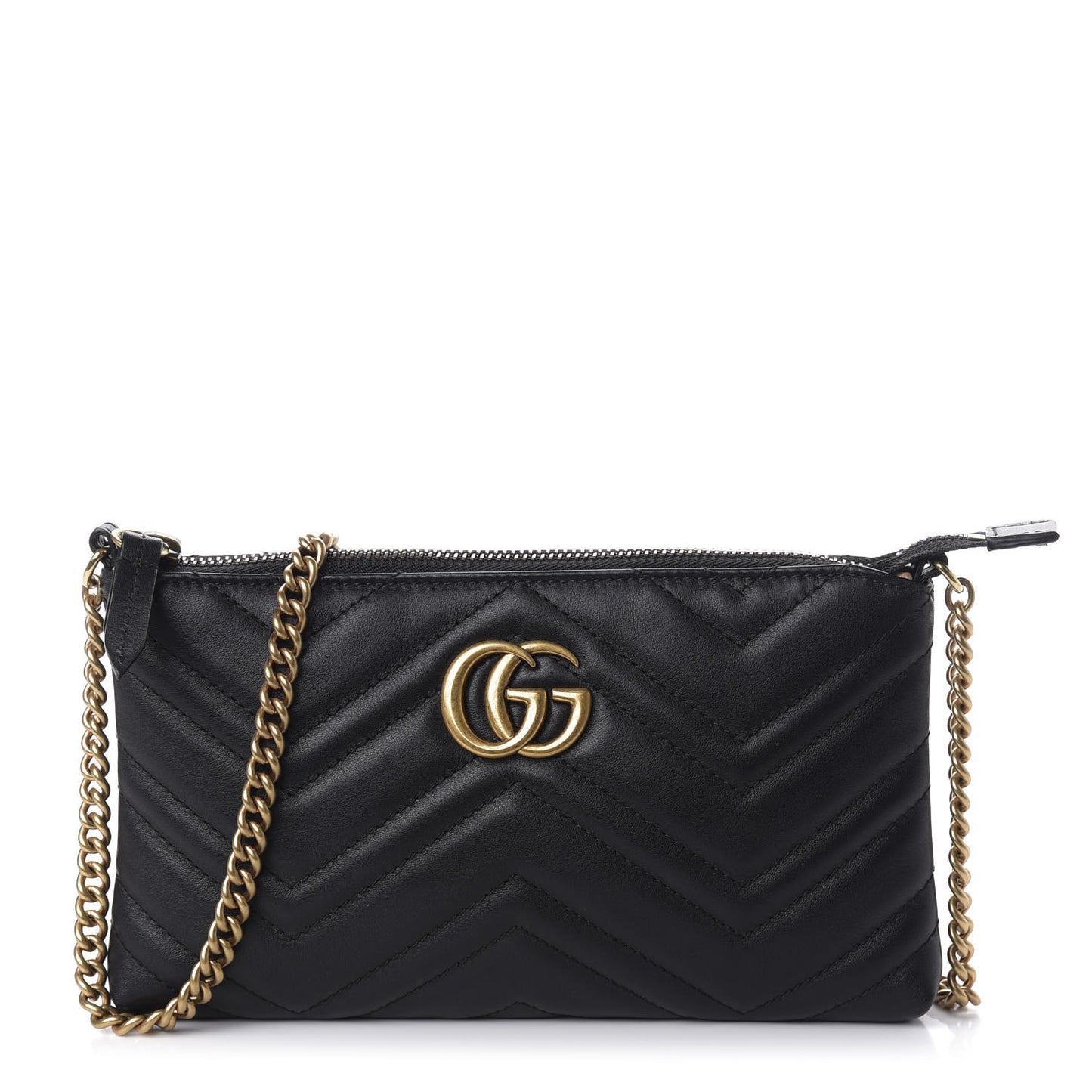 Calfskin Matelasse Mini GG Marmont Chain Bag Black