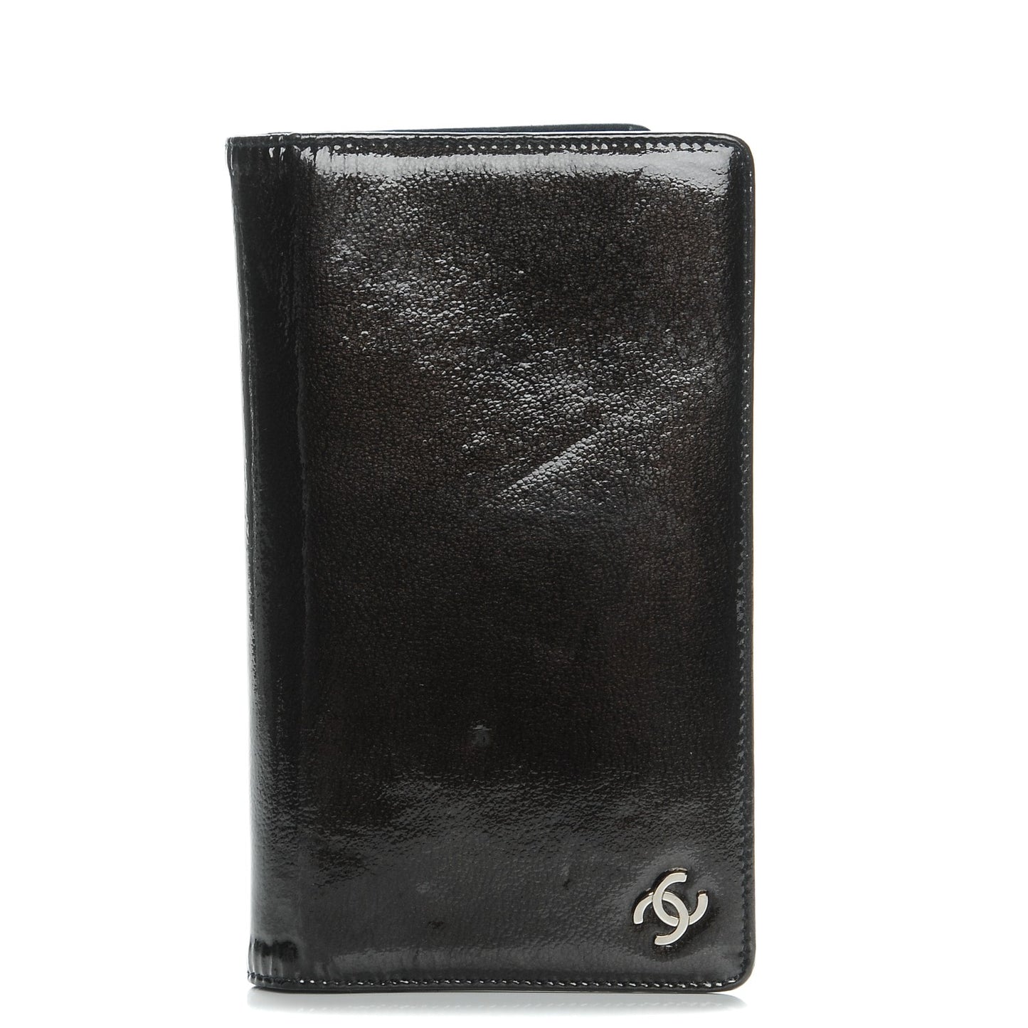 Grained Patent CC Yen Wallet Black