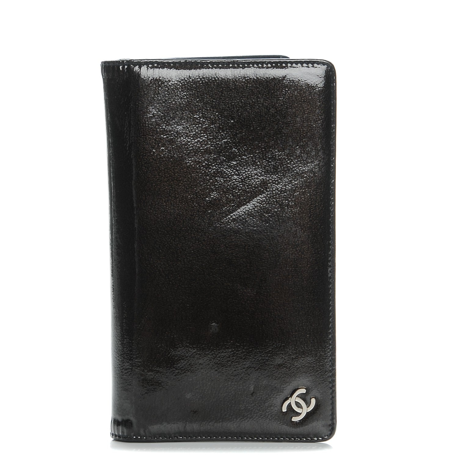 Chanel Grained Patent CC Yen Wallet Black 1 of 8