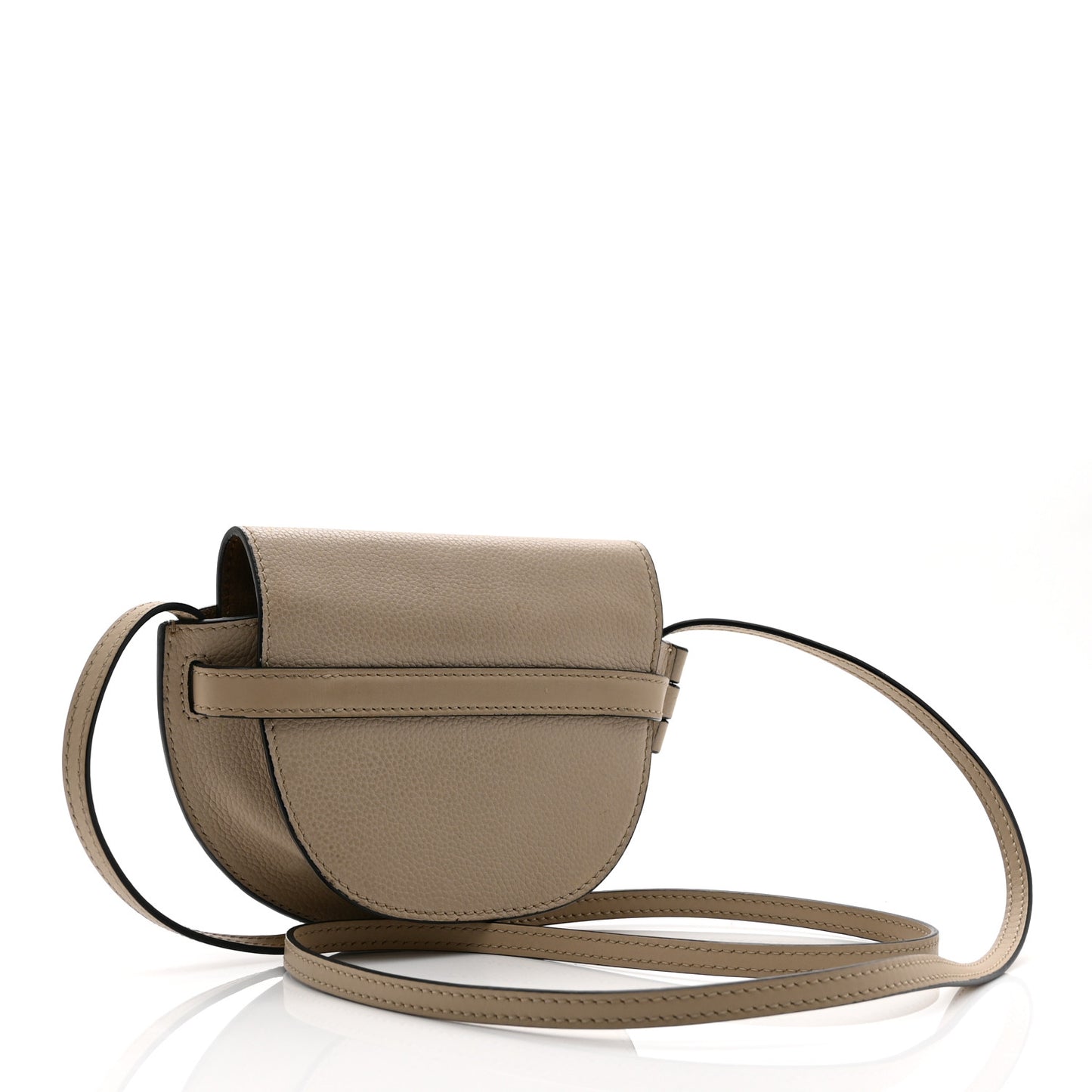 Pebble Grain Calfskin Mini Gate Dual Bag Light Oat