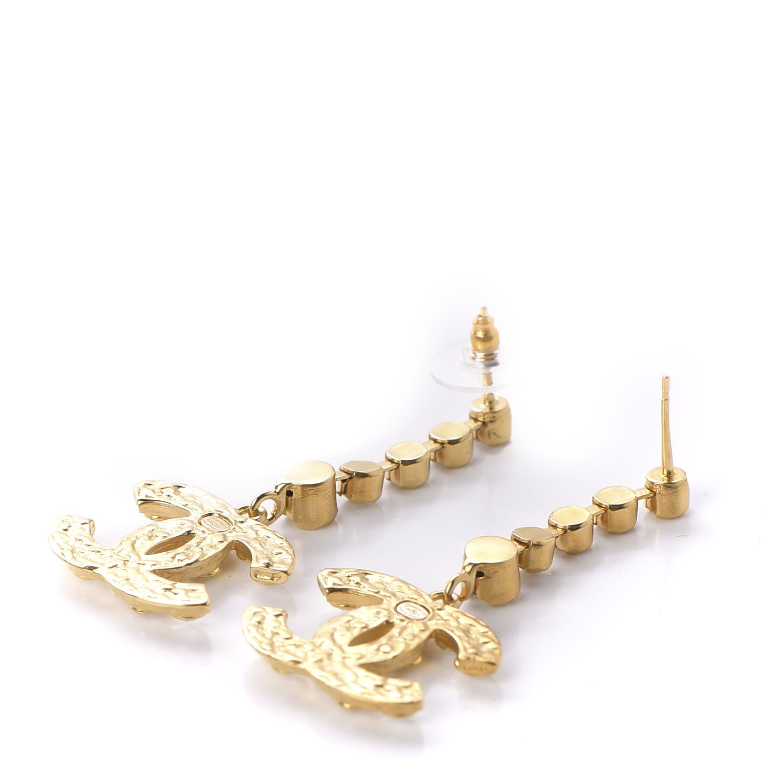 Chanel CC Crystal Drop Earrings Gold 3 of 5