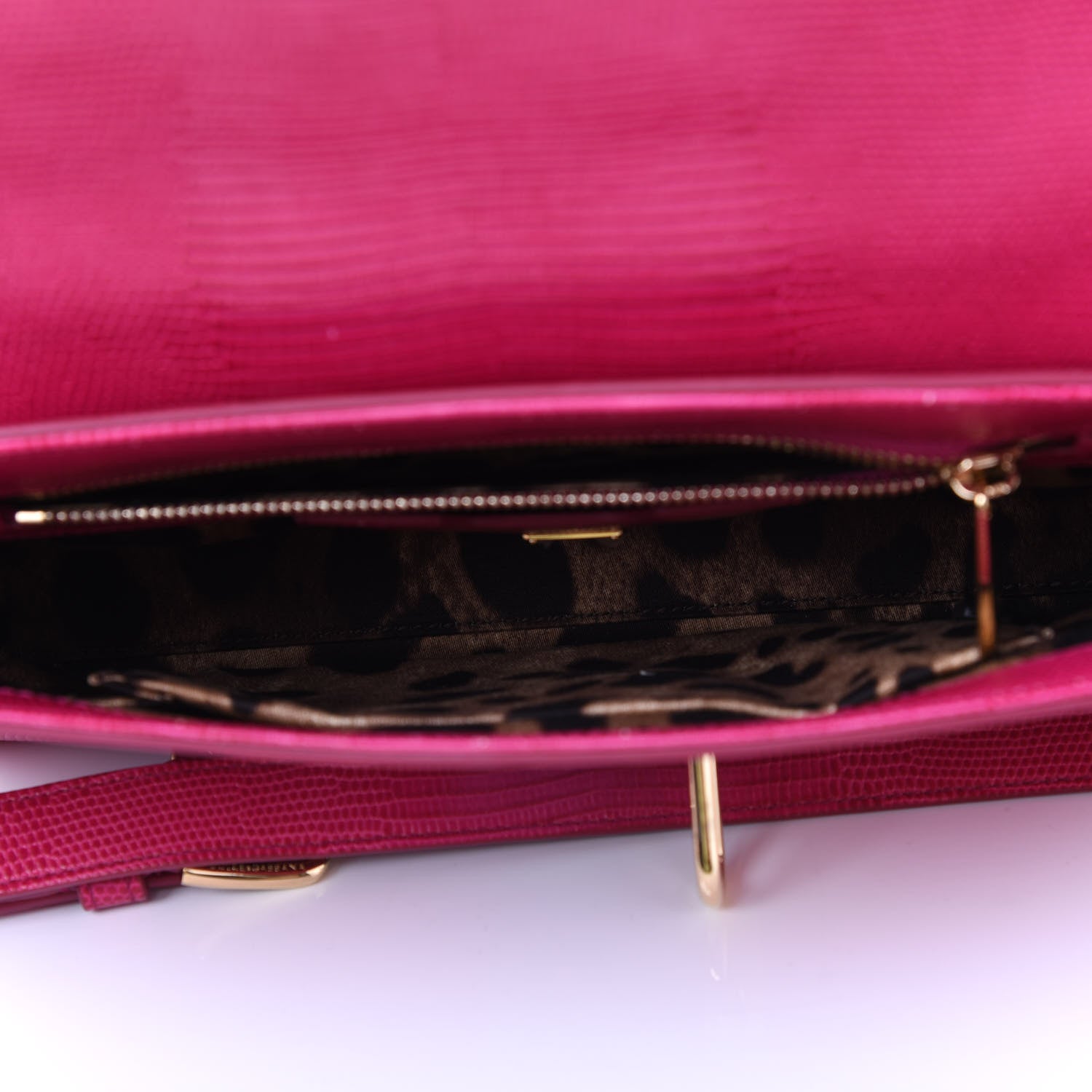 Dolce & Gabbana Lizard Calfskin Embossed Monica Convertible Shoulder Bag Pink 4 of 8