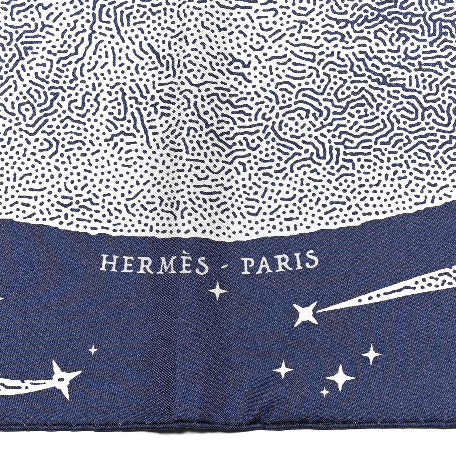Hermes Silk Clair De Lune Double Face Scarf 90 Marine White Beige 4 of 5