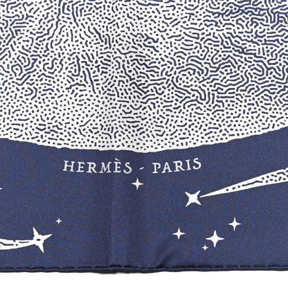 Hermes Silk Clair De Lune Double Face Scarf 90 Marine White Beige 4 of 5