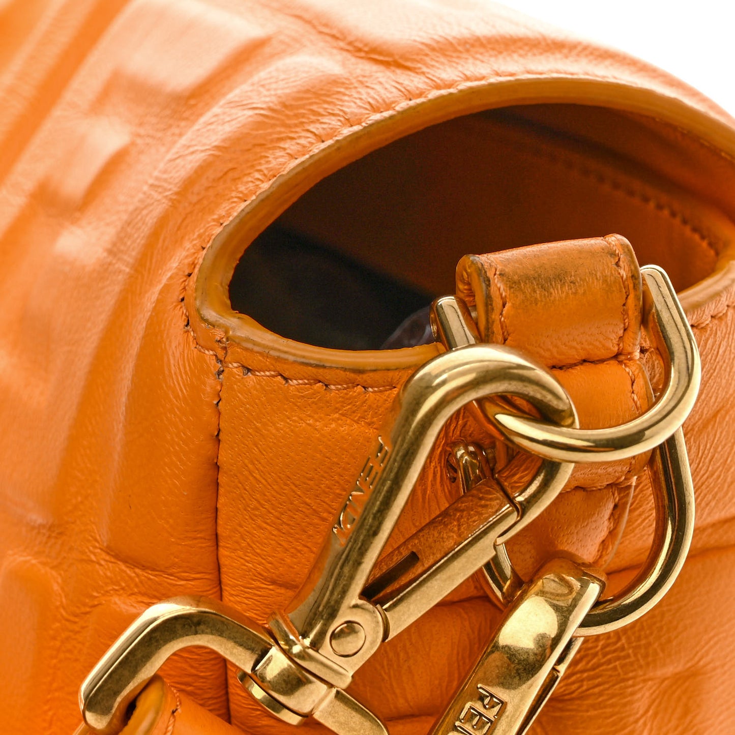 Nappa FF 1974 Embossed Baguette Clementine