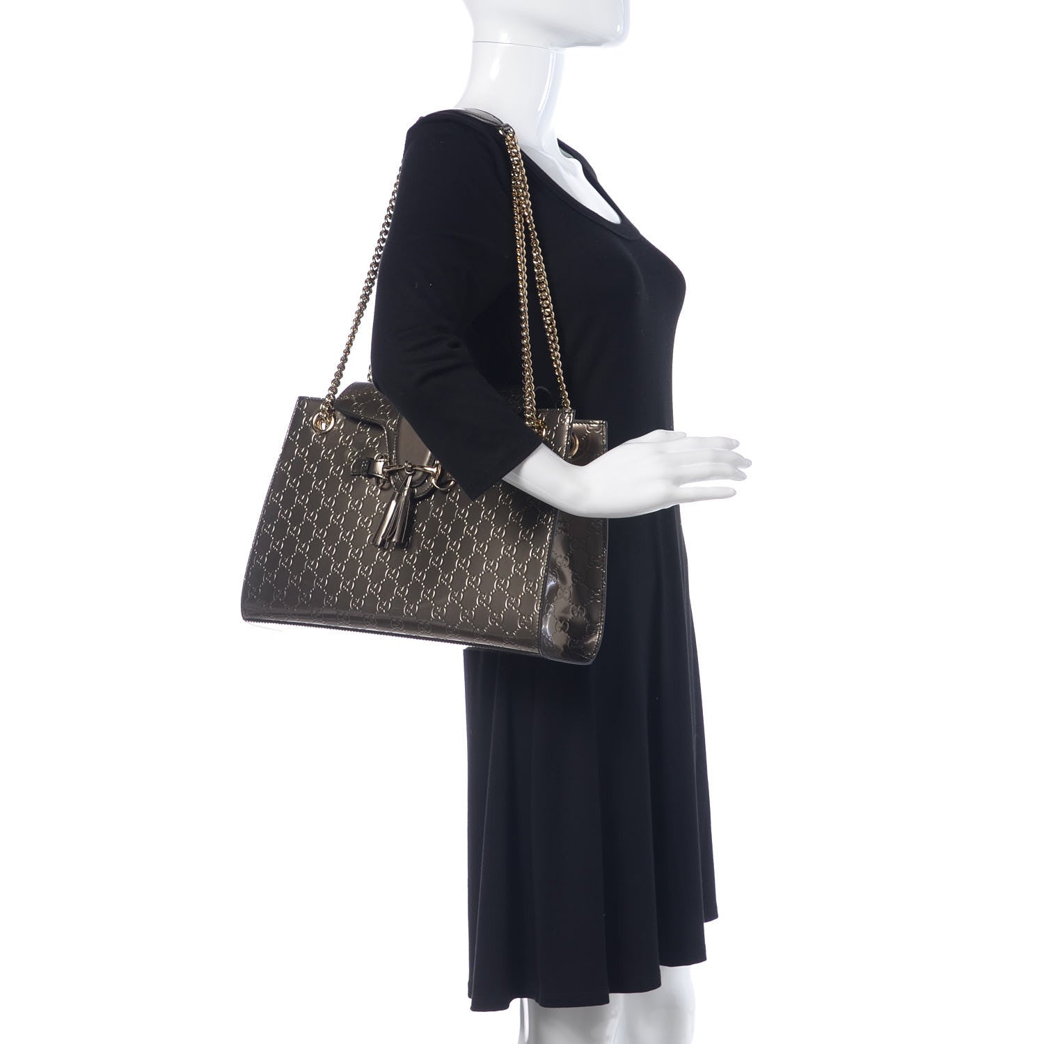 Gucci Shine Guccissima Large Emily Chain Shoulder Bag Sasso 2 of 12