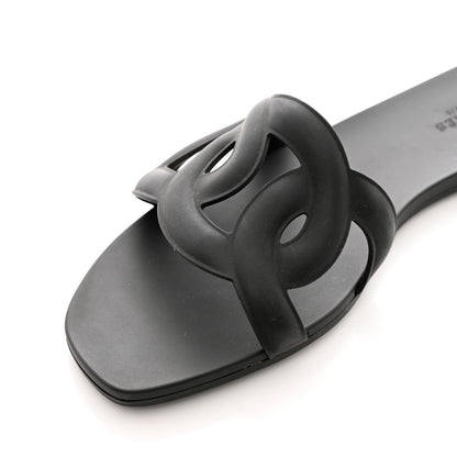 Hermes Rubber Aloha Sandals 39 Black 10 of 14