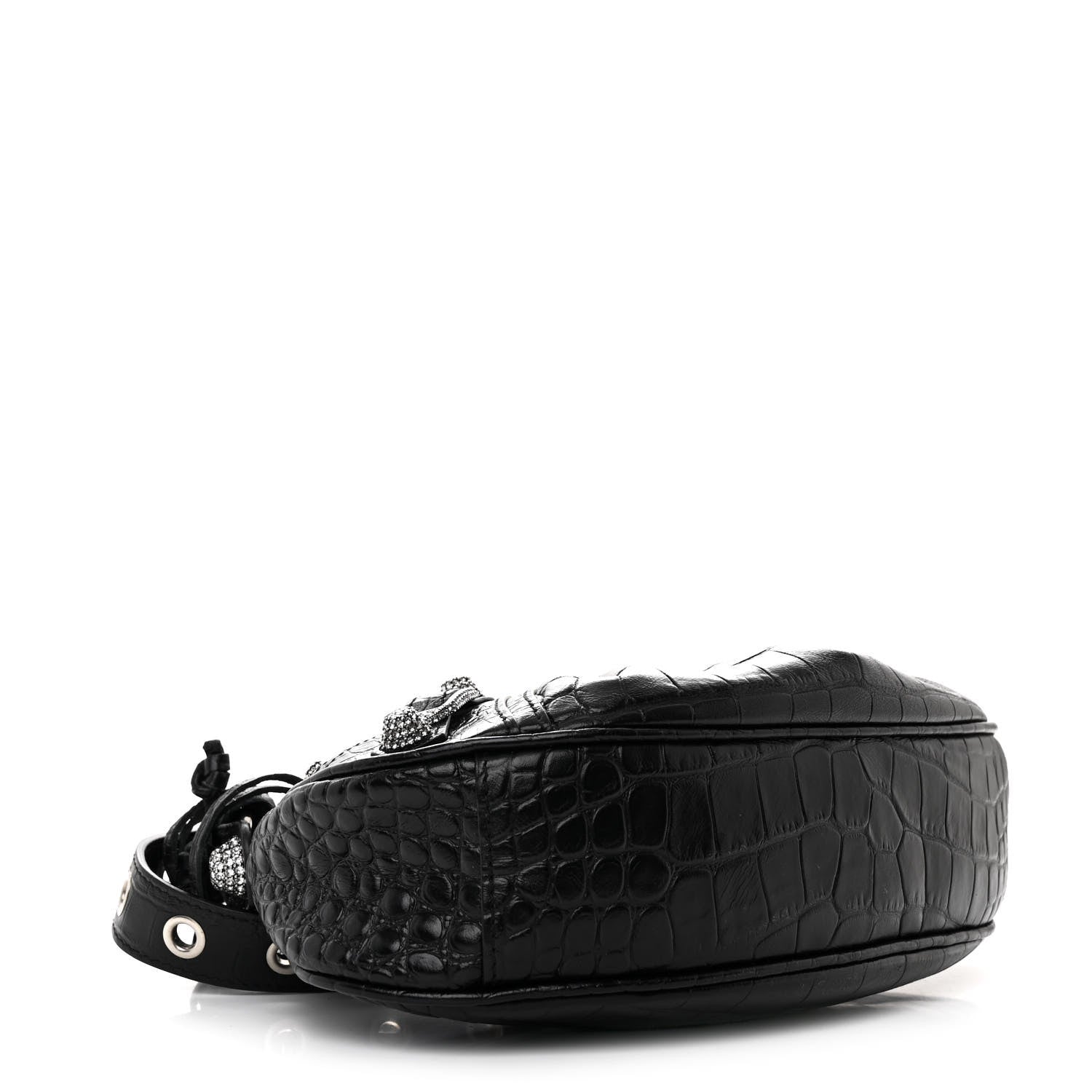 Balenciaga Extra Supple Calfskin Crystal Crocodile Embossed Le Cagole Shoulder Bag XS Black 5 of 12
