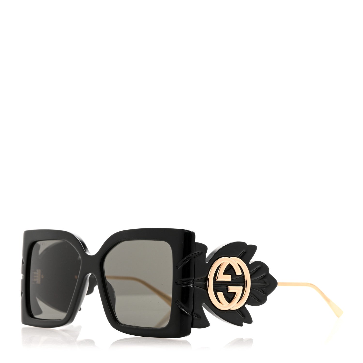 Gucci Acetate Square Frame Wing Sunglasses GG0535S Black 1 of 9