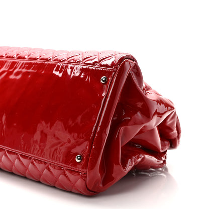Chanel Patent Quilted Maxi Just Mademoiselle Bowling Bag Red 9 of 13