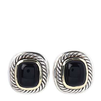 David Yurman Sterling Silver 14K Yellow Gold Black Onyx Albion Earring 1 of 5