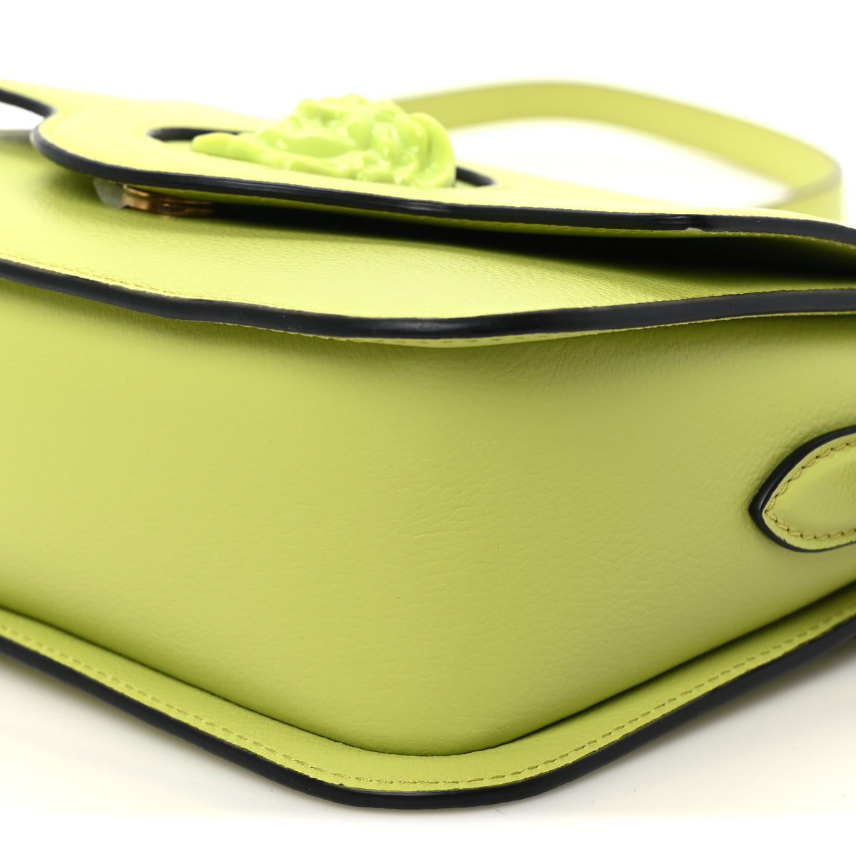Versace Grained Calfskin Medusa Shoulder Bag Citron 10 of 10