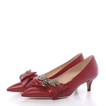 Gucci Nappa Queen Margaret Low Heel Pumps 40 Hibiscus Red 3 of 7