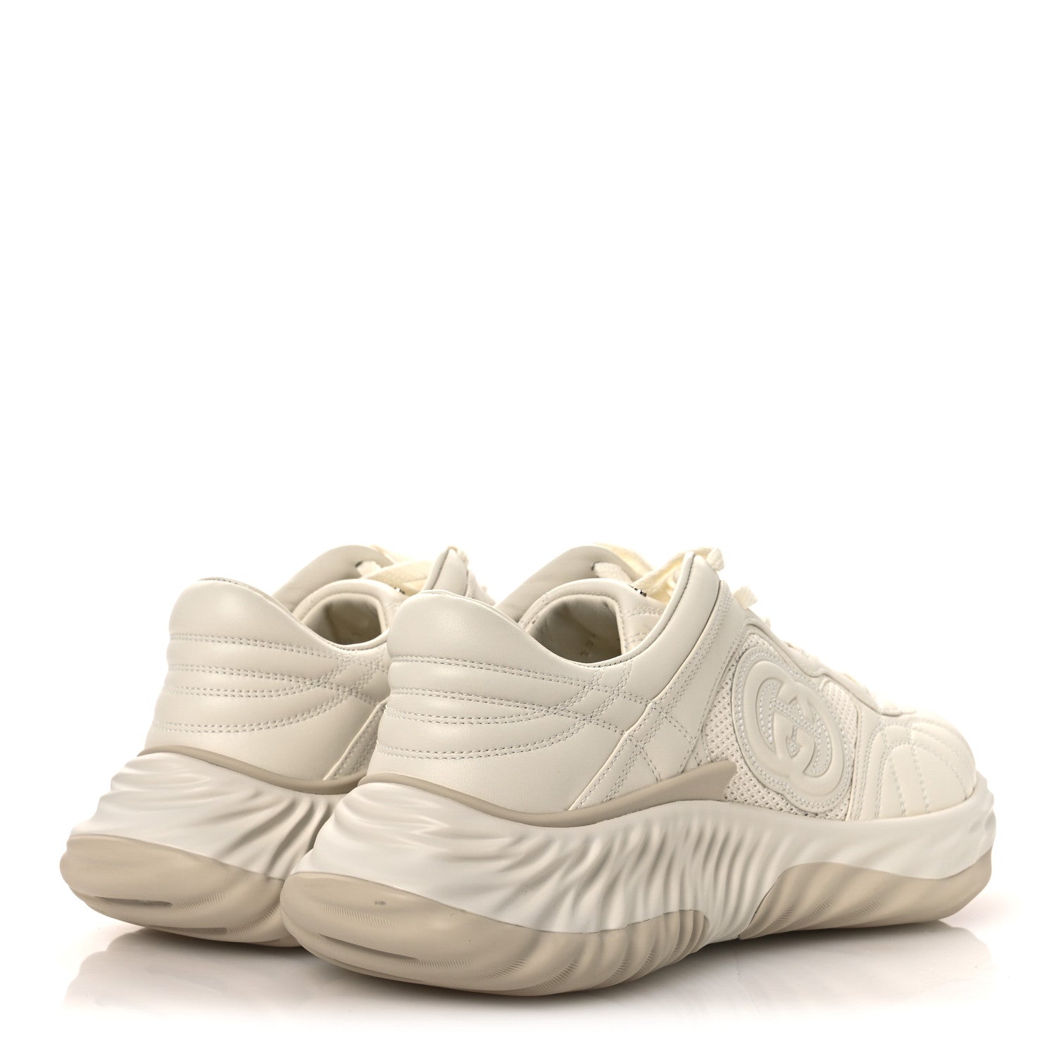 Gucci New Nappa Sombre Interlocking G Ripple Mens Platform Sneakers 9.5 Off White 5 of 12
