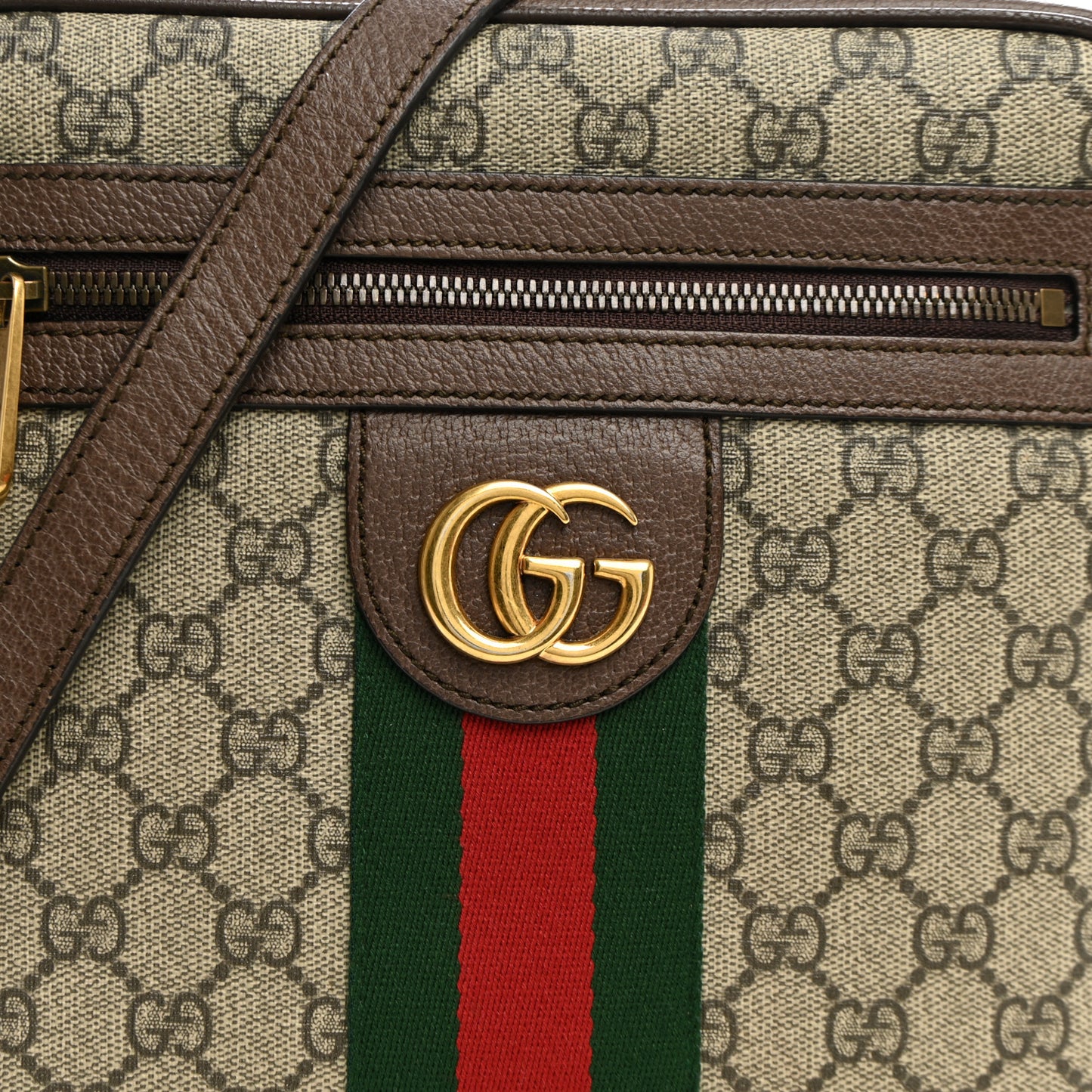 GG Supreme Monogram Web Small Ophidia Messenger Bag Brown