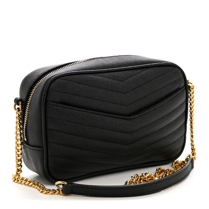 Saint Laurent Grain De Poudre Matelasse Monogram Mini Lou Camera Bag Black 3 of 10