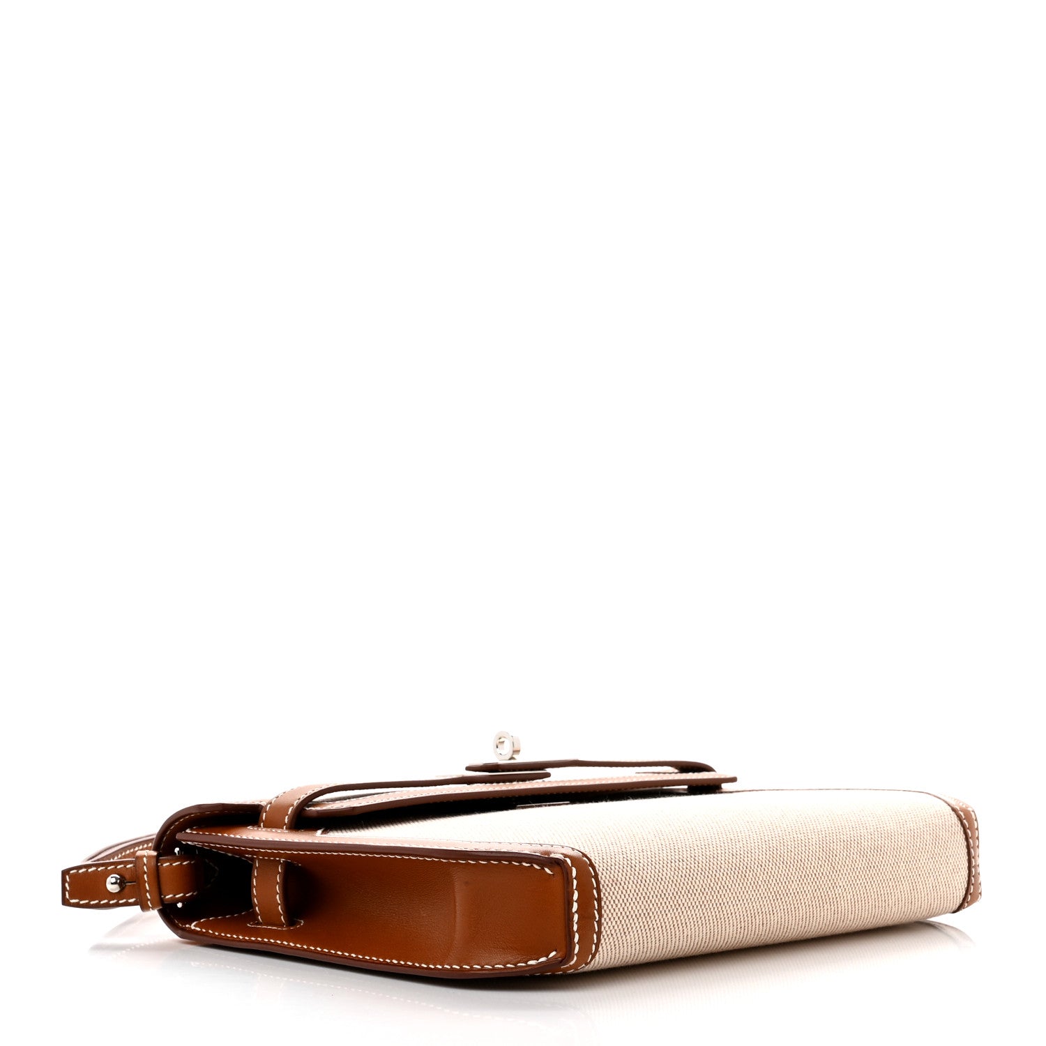 Hermes Toile H Barenia Kelly Depeches 25 Pouch Ecru Beige Fauve 4 of 8
