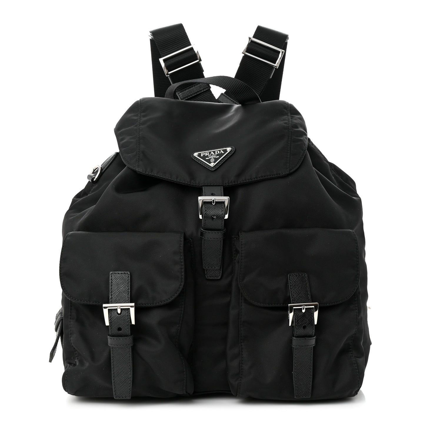 Tessuto Nylon Saffiano Medium Backpack Black