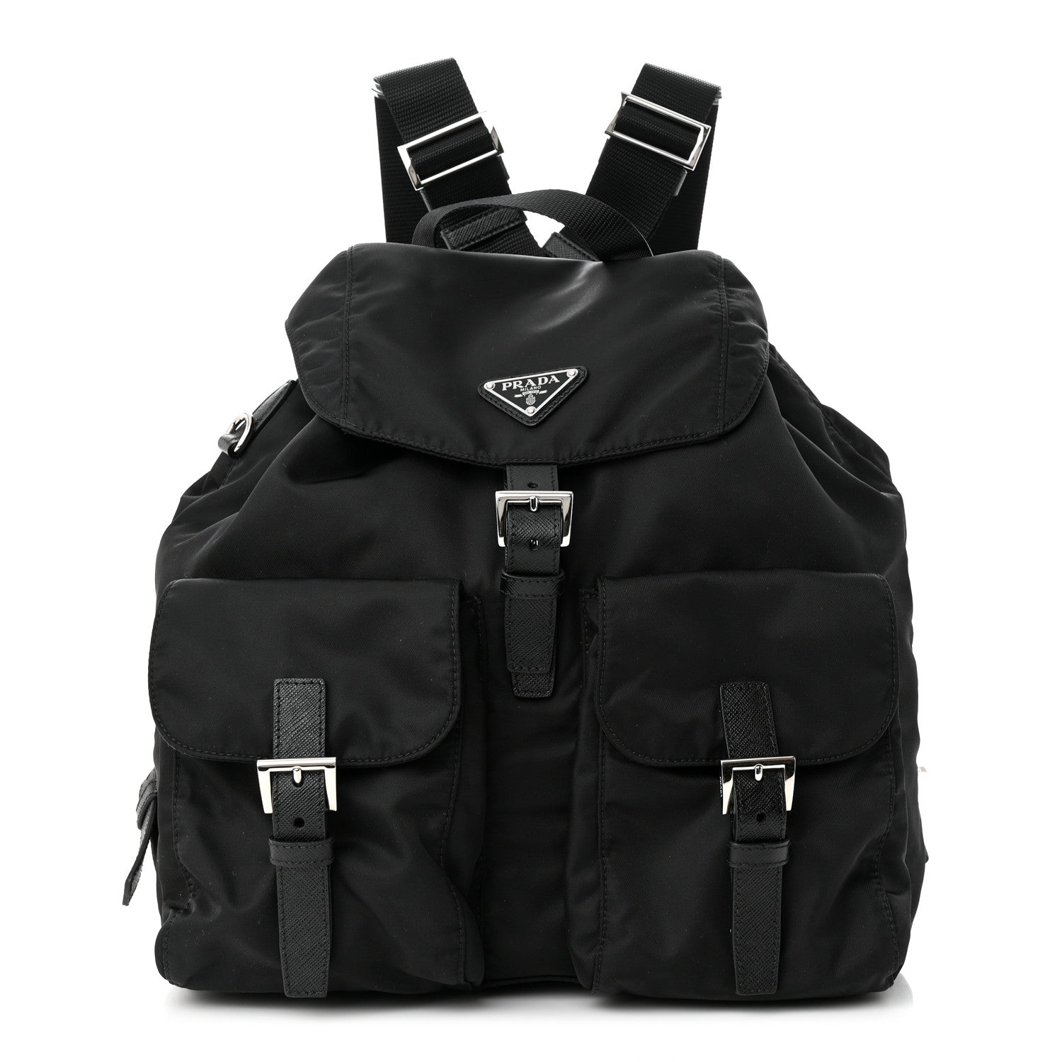 Prada Tessuto Nylon Saffiano Medium Backpack Black 3 of 12