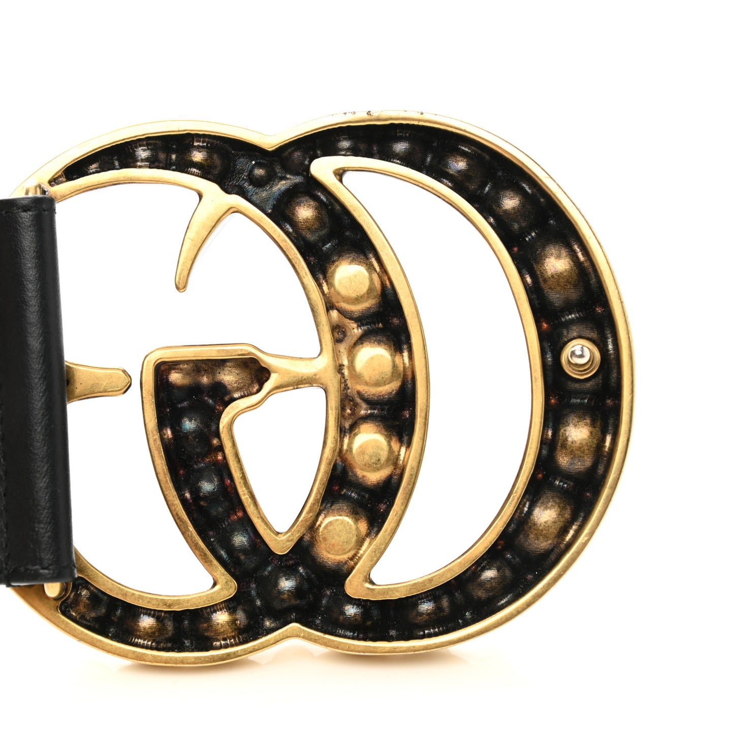 Moon Calfskin Pearl Double G 70mm Belt 100 40 Black Cream