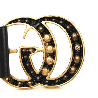 Gucci Moon Calfskin Pearl Double G 70mm Belt 100 40 Black Cream 4 of 8