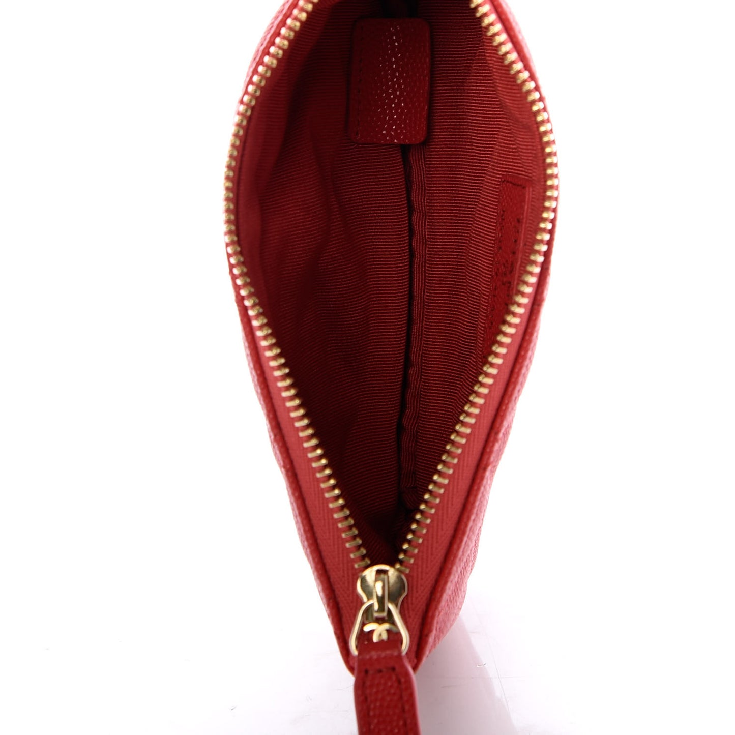 Shiny Caviar Quilted Small Cosmetic Case Red