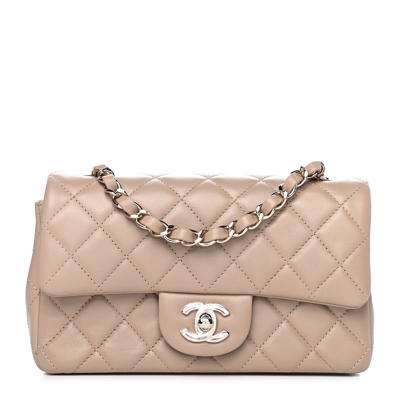 Chanel Lambskin Quilted Mini Rectangular Flap Dark Beige 1 of 4